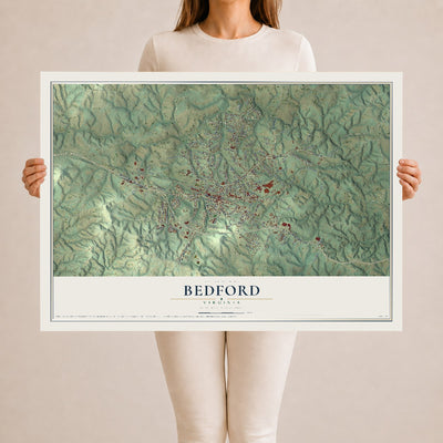 Map of Bedford, Virginia, 24 x 36 inch unframed archival matte print