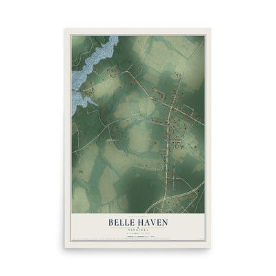 Map of Belle Haven, Virginia, 12 x 18 inch unframed archival matte print