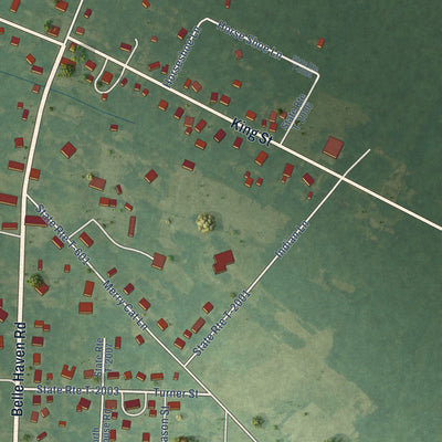 Second close-up of the map of Belle Haven, Virginia print showing more streets and buildings