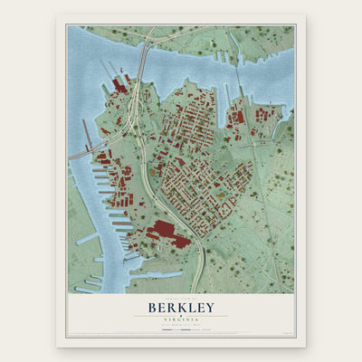 Berkley, Virginia map print, the full design