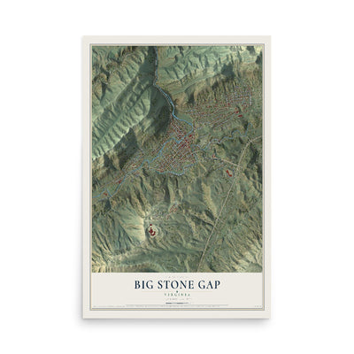 Map of Big Stone Gap, Virginia, 12 x 18 inch unframed archival matte print
