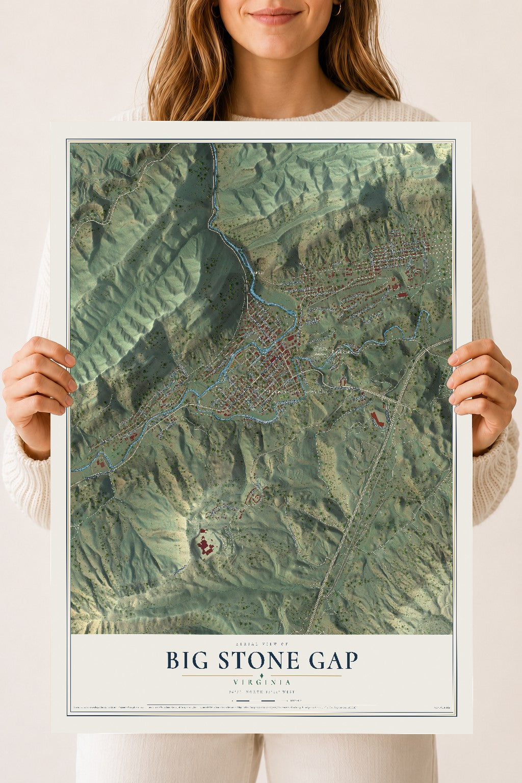 Map of Big Stone Gap, Virginia, 18 x 24 inch unframed archival matte print