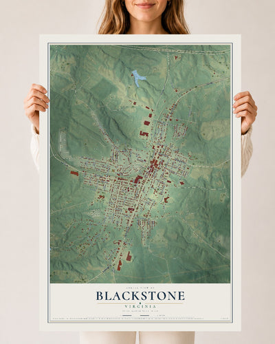 Map of Blackstone, Virginia, 24 x 36 inch unframed archival matte print