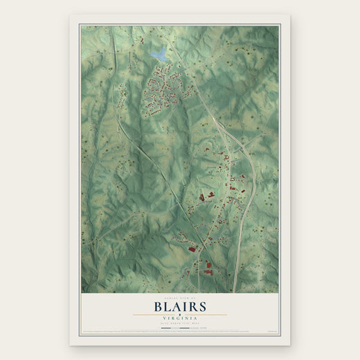 Blairs, Virginia map print, the full design