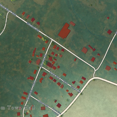 Second close-up of the map of Bloxom, Virginia print showing more streets and buildings