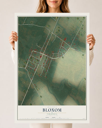 Map of Bloxom, Virginia, 24 x 36 inch unframed archival matte print