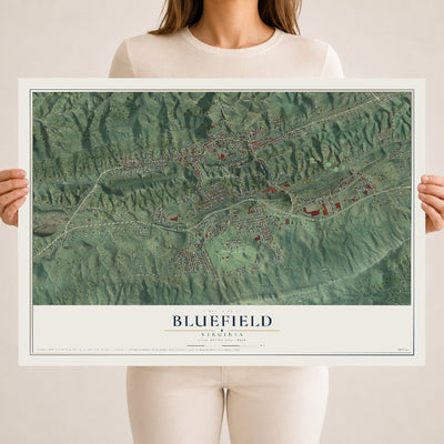 Map of Bluefield, Virginia, 18 x 24 inch unframed archival matte print