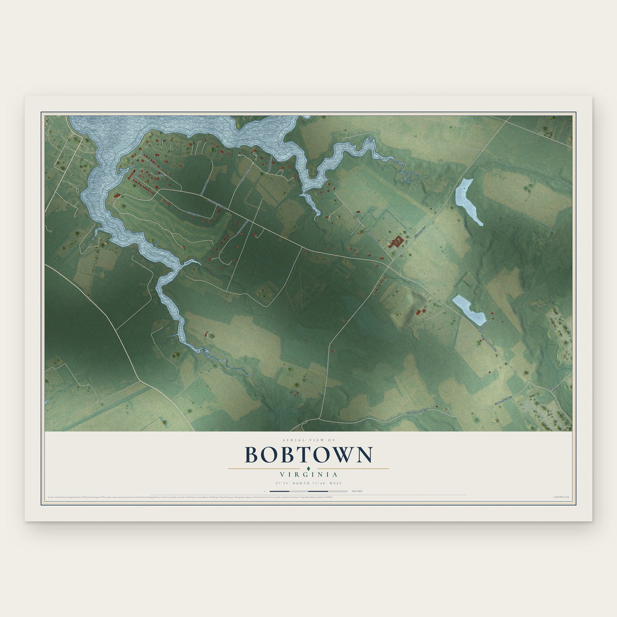 Bobtown, Virginia map print, the full design