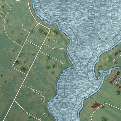 Close-up of the map of Bobtown, Virginia print showing street and building detail