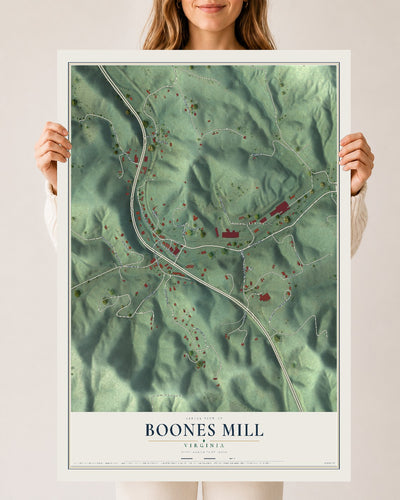 Map of Boones Mill, Virginia, 24 x 36 inch unframed archival matte print