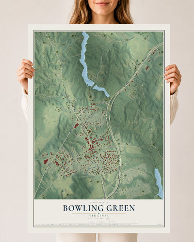 Map of Bowling Green, Virginia, 24 x 36 inch unframed archival matte print