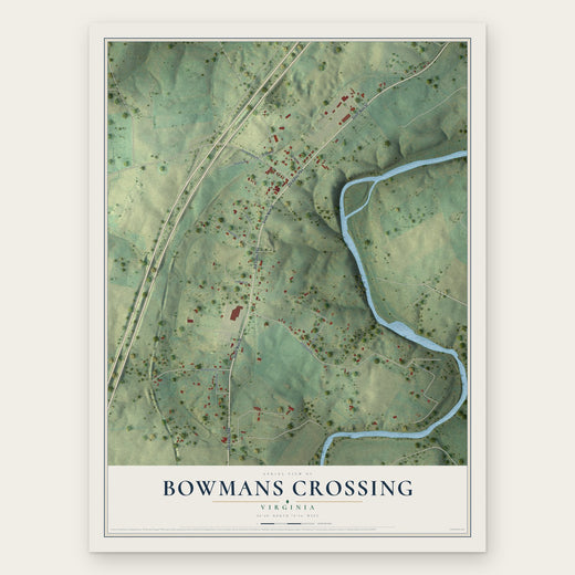 Bowmans Crossing, Virginia map print, the full design