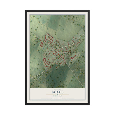Map of Boyce, Virginia, 12 x 18 inch print in a black wood frame