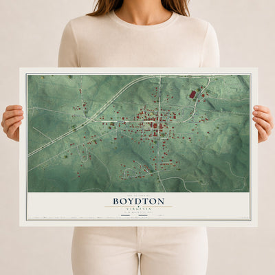 Map of Boydton, Virginia, 12 x 18 inch unframed archival matte print