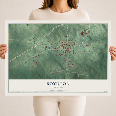 Map of Boydton, Virginia, 18 x 24 inch unframed archival matte print