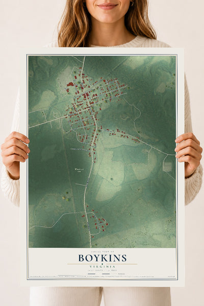 Map of Boykins, Virginia, 18 x 24 inch unframed archival matte print
