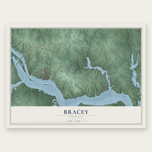 Bracey, Virginia map print, the full design