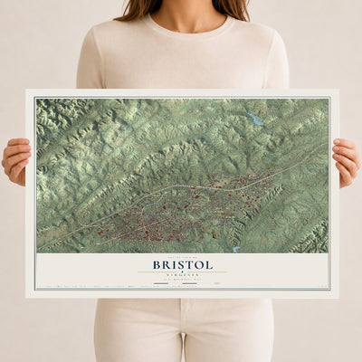 Map of Bristol, Virginia, 12 x 18 inch unframed archival matte print