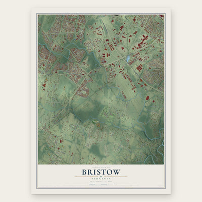 Bristow, Virginia map print, the full design