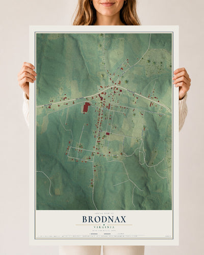 Map of Brodnax, Virginia, 24 x 36 inch unframed archival matte print