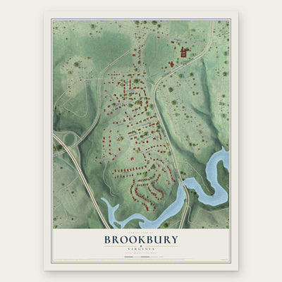 Brookbury, Virginia map print, the full design