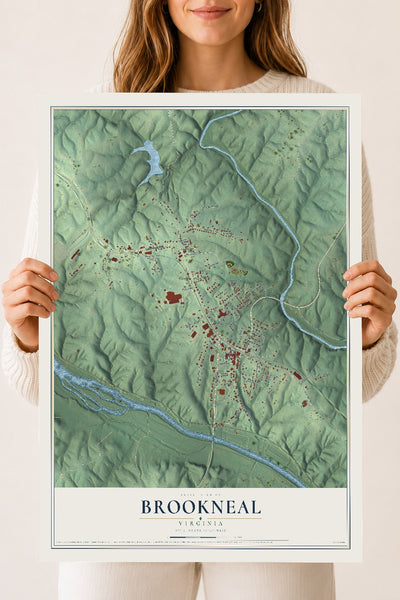 Map of Brookneal, Virginia, 18 x 24 inch unframed archival matte print