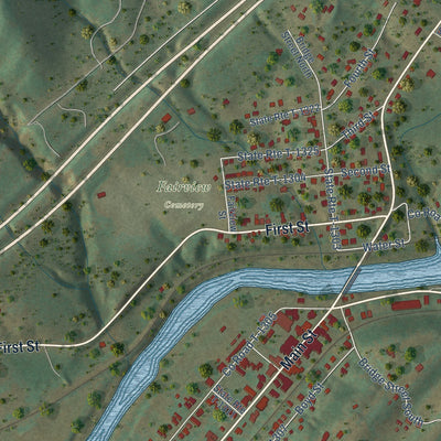 Close-up of the map of Buchanan, Virginia print showing street and building detail
