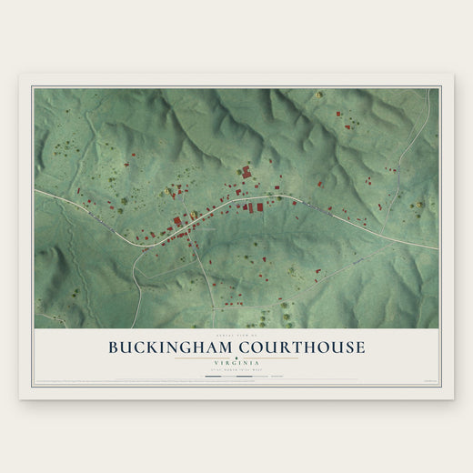 Buckingham Courthouse, Virginia map print, the full design