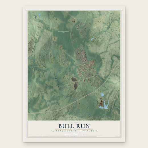 Bull Run, Fairfax County, Virginia map print, the full design