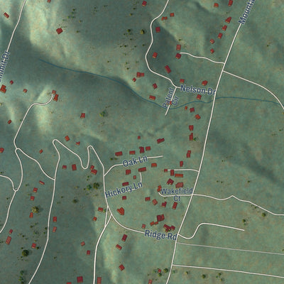 Close-up of the map of Bull Run Mountain Estates, Virginia print showing street and building detail
