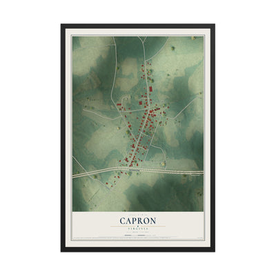 Map of Capron, Virginia, 12 x 18 inch print in a black wood frame