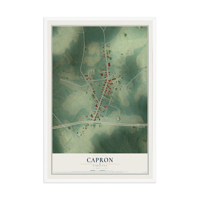 Map of Capron, Virginia, 12 x 18 inch print in a white wood frame