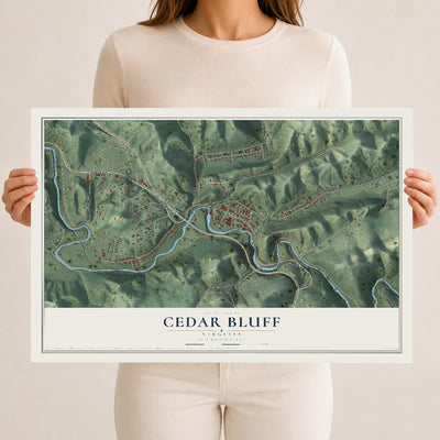 Map of Cedar Bluff, Virginia, 12 x 18 inch unframed archival matte print