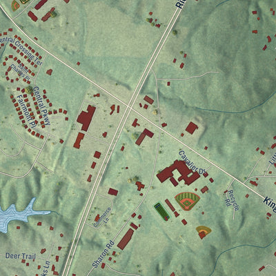 Close-up of the map of Central Garage, Virginia print showing street and building detail
