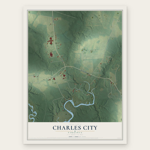 Charles City, Virginia map print, the full design