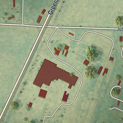 Close-up of the map of Chase Crossing, Virginia print showing street and building detail