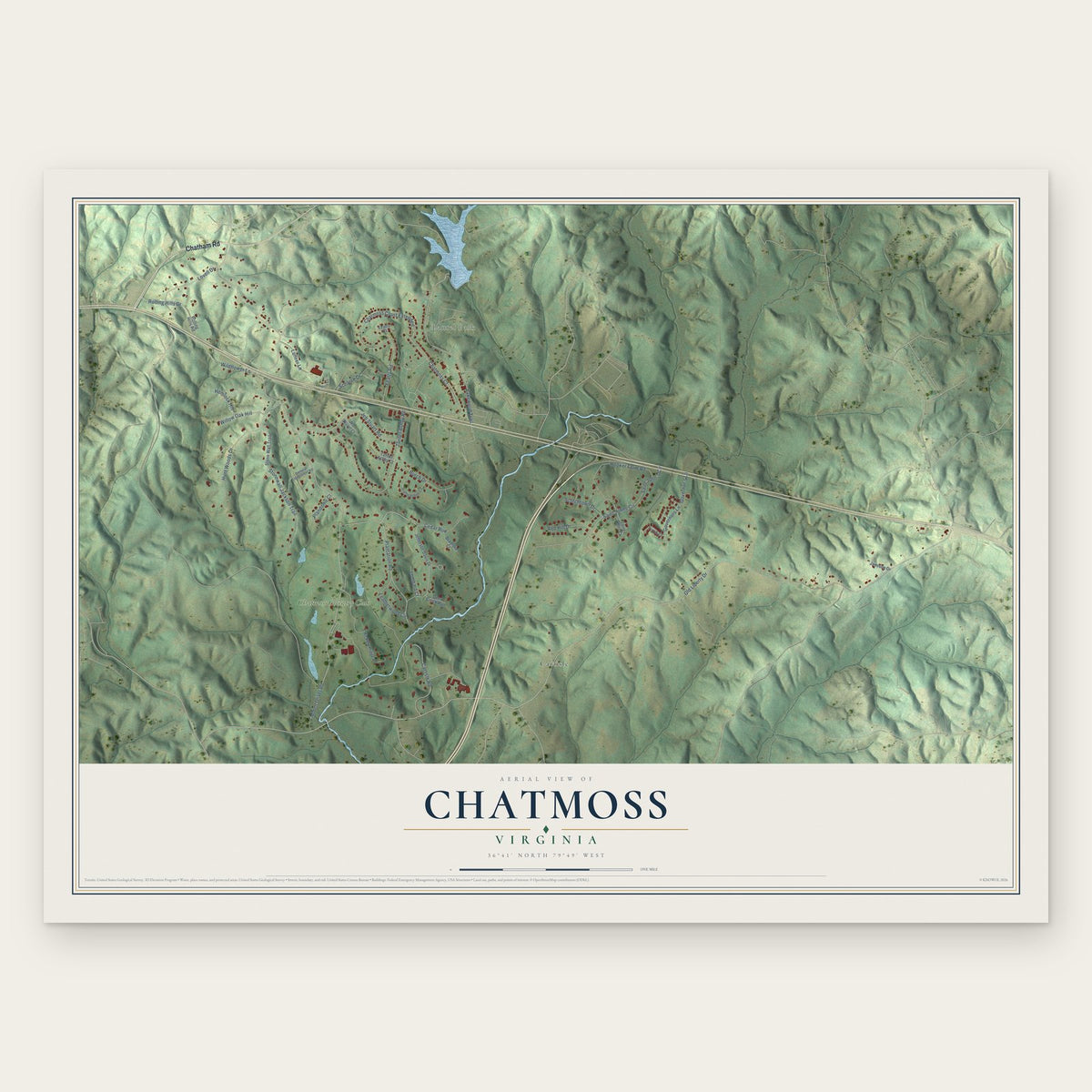 Chatmoss, Virginia map print, the full design
