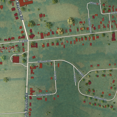 Close-up of the map of Cheriton, Virginia print showing street and building detail