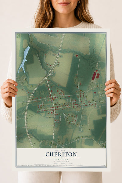 Map of Cheriton, Virginia, 18 x 24 inch unframed archival matte print