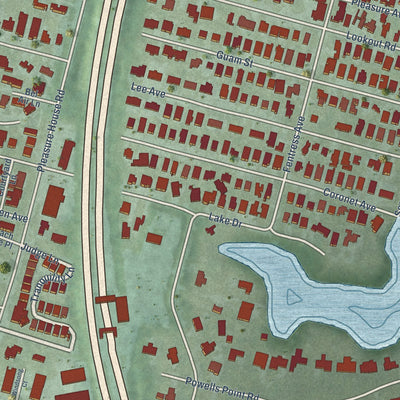 Close-up of the map of Chesapeake Beach, Virginia print showing street and building detail