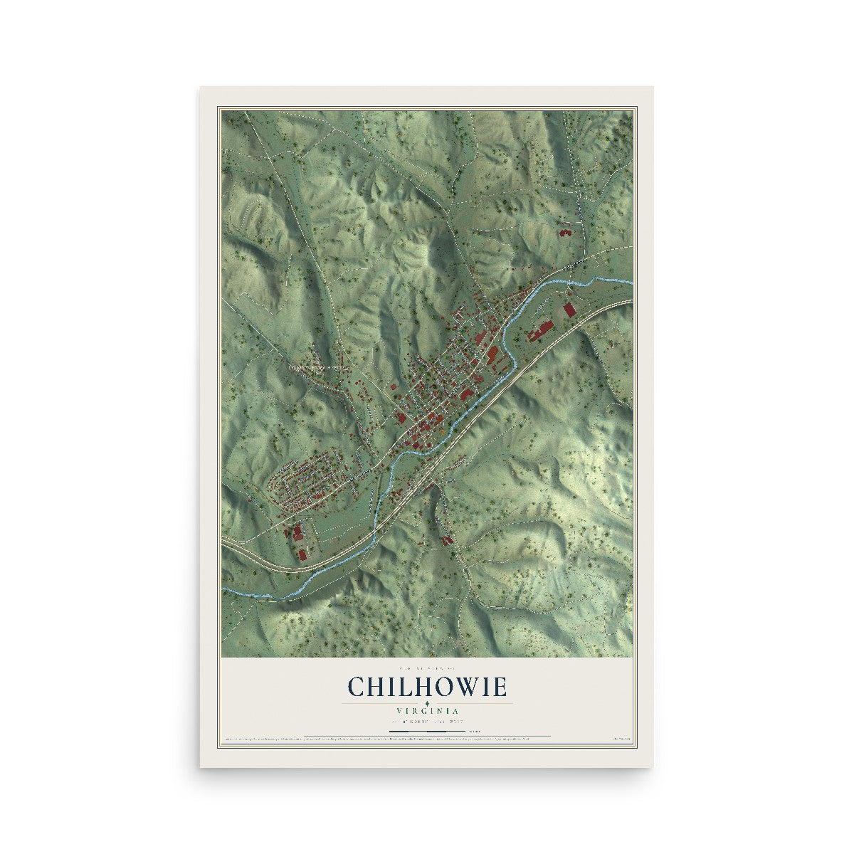 Map of Chilhowie, Virginia, 12 x 18 inch unframed archival matte print