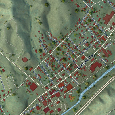Close-up of the map of Chilhowie, Virginia print showing street and building detail