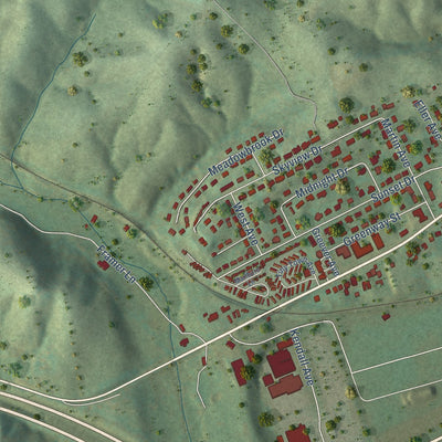 Second close-up of the map of Chilhowie, Virginia print showing more streets and buildings