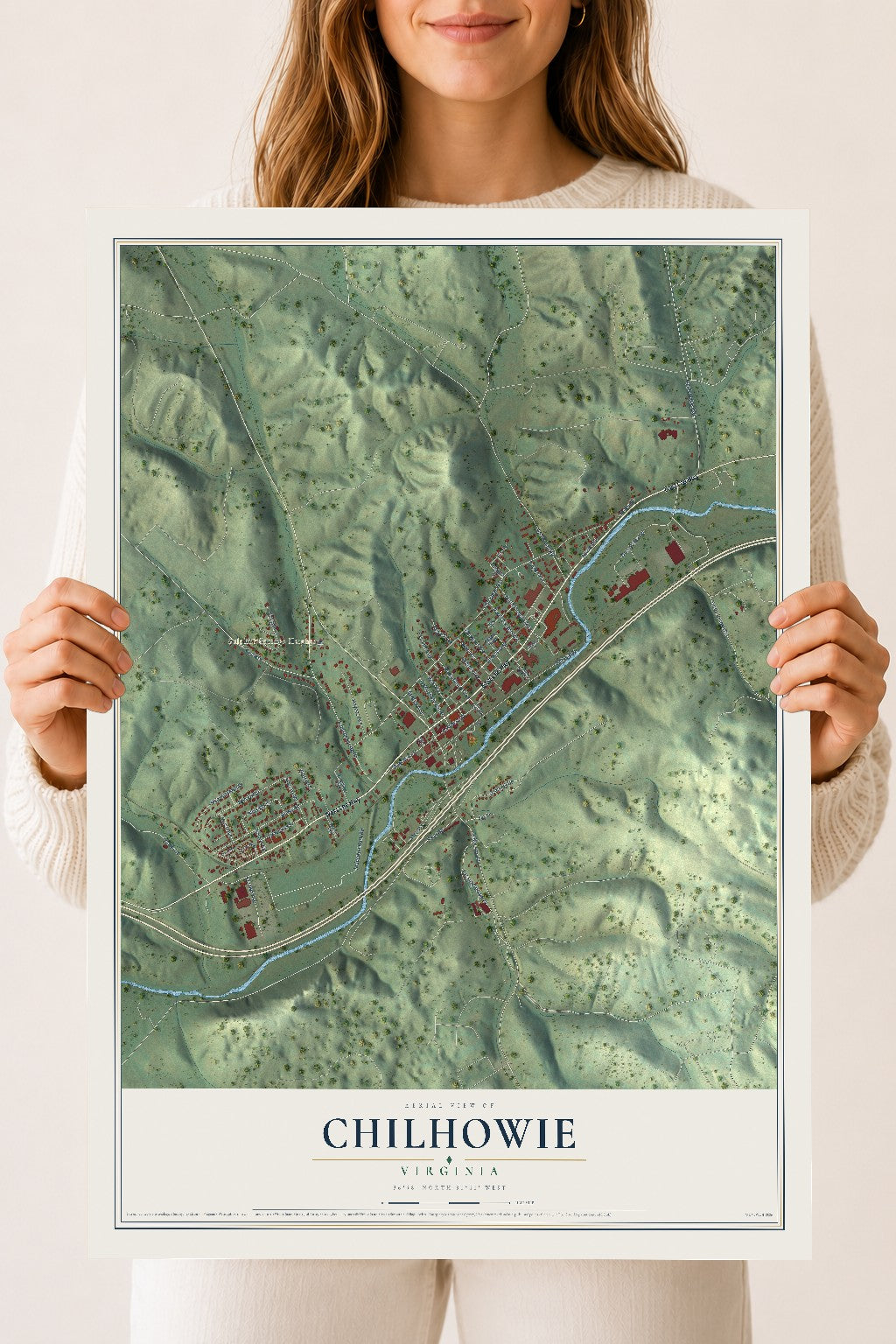 Map of Chilhowie, Virginia, 18 x 24 inch unframed archival matte print