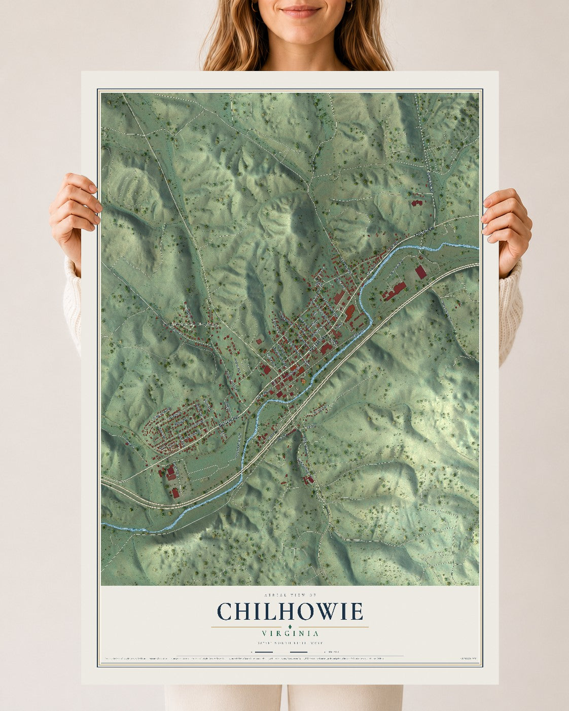 Map of Chilhowie, Virginia, 24 x 36 inch unframed archival matte print
