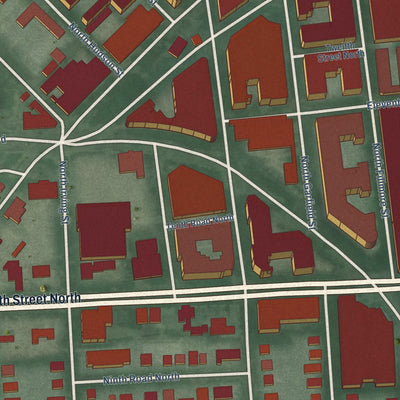 Close-up of the map of Clarendon, Virginia print showing street and building detail