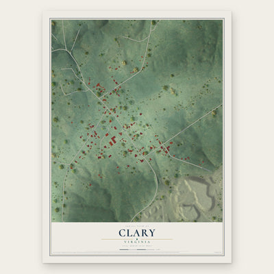 Clary, Virginia map print, the full design