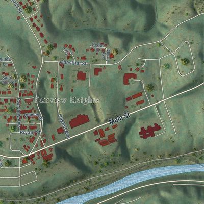 Second close-up of the map of Clifton Forge, Virginia print showing more streets and buildings