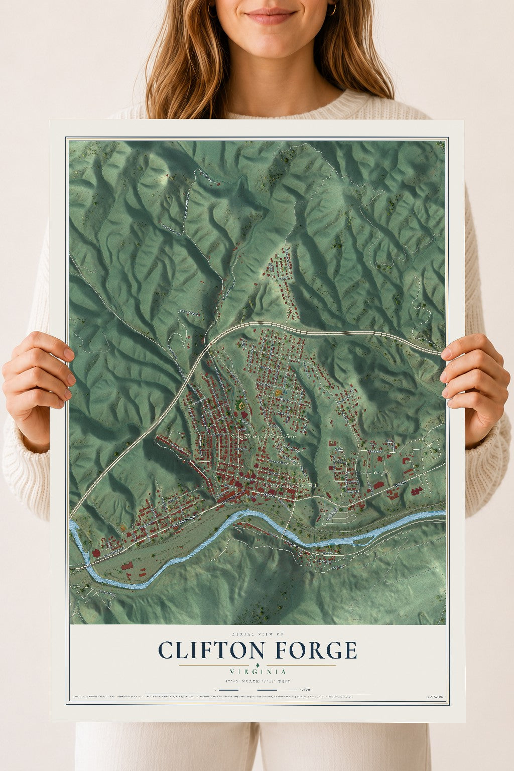 Map of Clifton Forge, Virginia, 18 x 24 inch unframed archival matte print