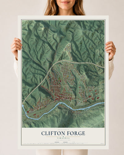 Map of Clifton Forge, Virginia, 24 x 36 inch unframed archival matte print